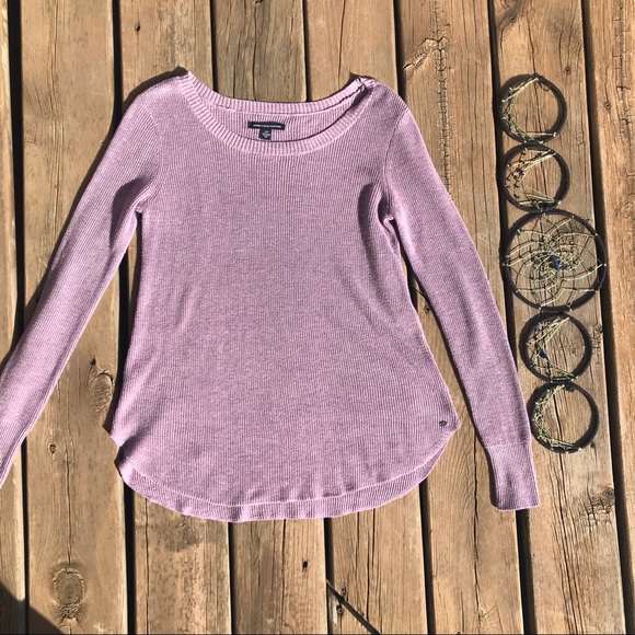 American Eagle Lightweight Purple Knit Sweater - Picture 3 of 5